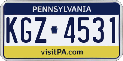 PA license plate KGZ4531
