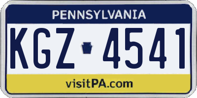 PA license plate KGZ4541