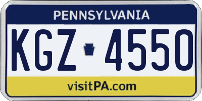 PA license plate KGZ4550