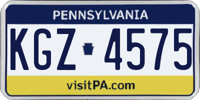 PA license plate KGZ4575