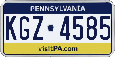 PA license plate KGZ4585