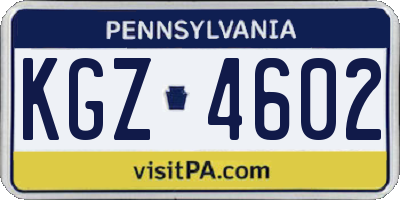 PA license plate KGZ4602