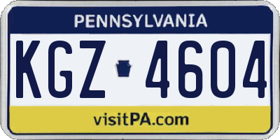 PA license plate KGZ4604
