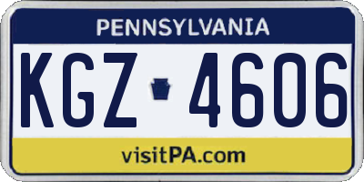 PA license plate KGZ4606
