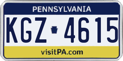 PA license plate KGZ4615