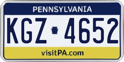 PA license plate KGZ4652