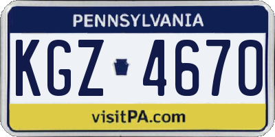 PA license plate KGZ4670