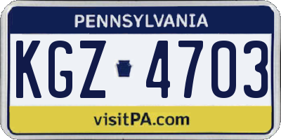 PA license plate KGZ4703