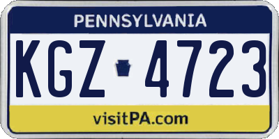 PA license plate KGZ4723