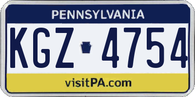 PA license plate KGZ4754