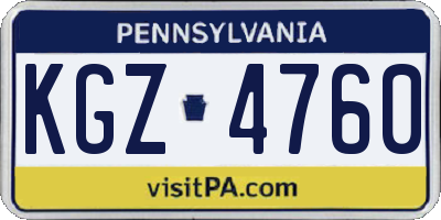 PA license plate KGZ4760