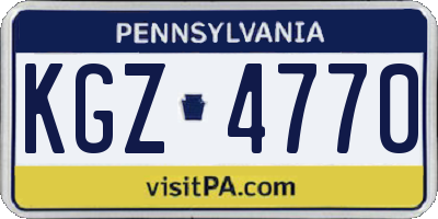 PA license plate KGZ4770
