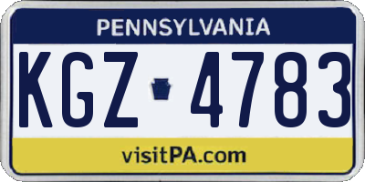 PA license plate KGZ4783