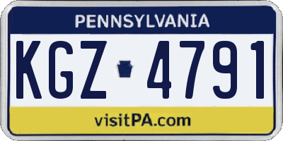 PA license plate KGZ4791