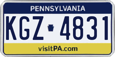 PA license plate KGZ4831