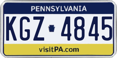 PA license plate KGZ4845