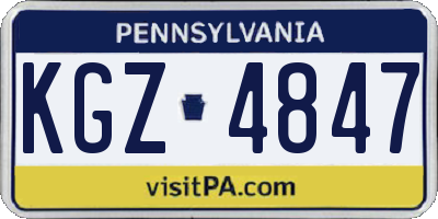 PA license plate KGZ4847