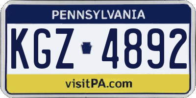 PA license plate KGZ4892