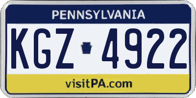 PA license plate KGZ4922
