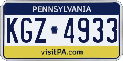 PA license plate KGZ4933