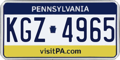 PA license plate KGZ4965