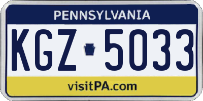 PA license plate KGZ5033