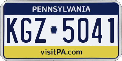 PA license plate KGZ5041