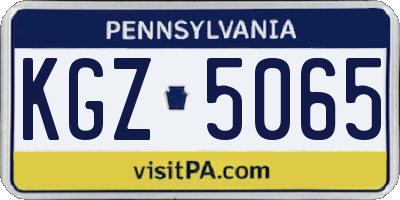 PA license plate KGZ5065