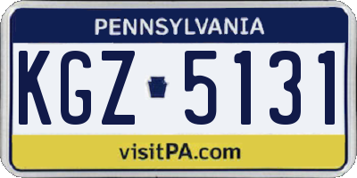PA license plate KGZ5131