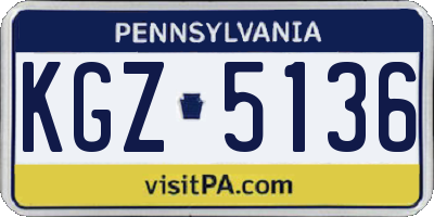PA license plate KGZ5136