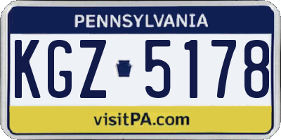 PA license plate KGZ5178