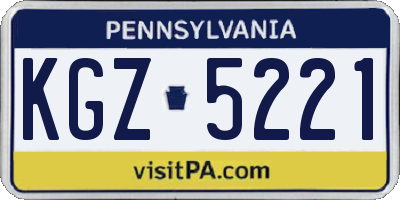 PA license plate KGZ5221
