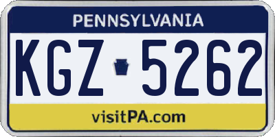 PA license plate KGZ5262
