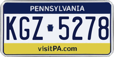 PA license plate KGZ5278