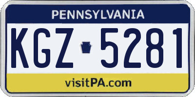 PA license plate KGZ5281