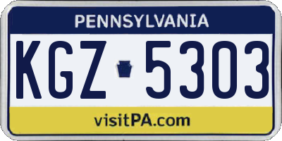 PA license plate KGZ5303