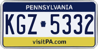 PA license plate KGZ5332