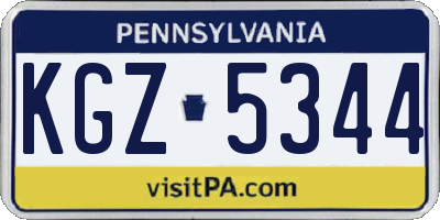 PA license plate KGZ5344