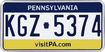 PA license plate KGZ5374
