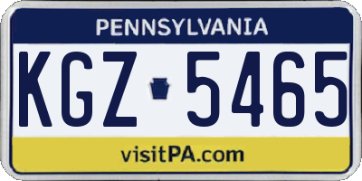 PA license plate KGZ5465