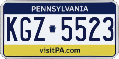 PA license plate KGZ5523
