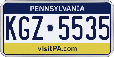 PA license plate KGZ5535