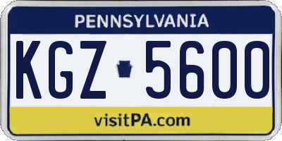 PA license plate KGZ5600