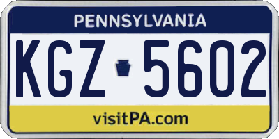 PA license plate KGZ5602