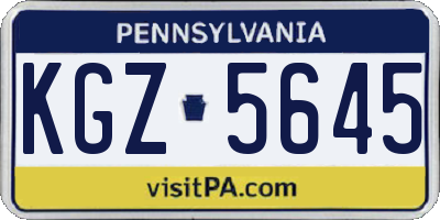 PA license plate KGZ5645