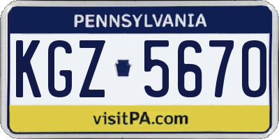PA license plate KGZ5670