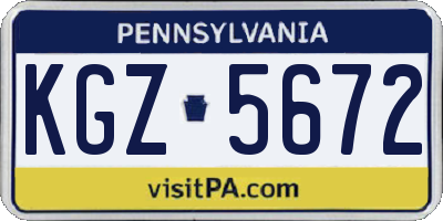 PA license plate KGZ5672