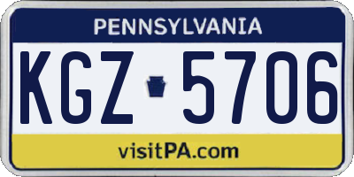 PA license plate KGZ5706
