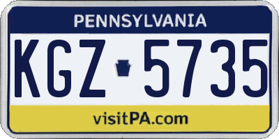 PA license plate KGZ5735