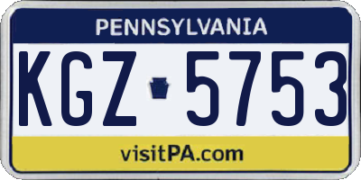 PA license plate KGZ5753